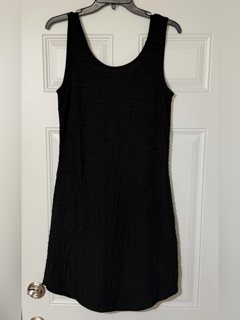 Toad & Co Black Sleeveless Textured Dress Med Organic Cotton Minimalist Dark Fem